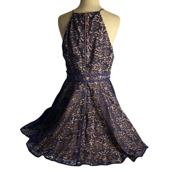 Elegant Navy Lace A-Line Cocktail Dress Stylestalker Adelie Nordstrom Large - Picture 6 of 6
